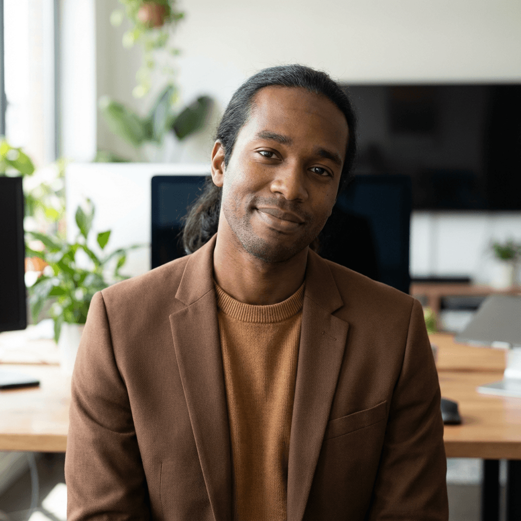 Marcus Webb in professional attire with a confident expression