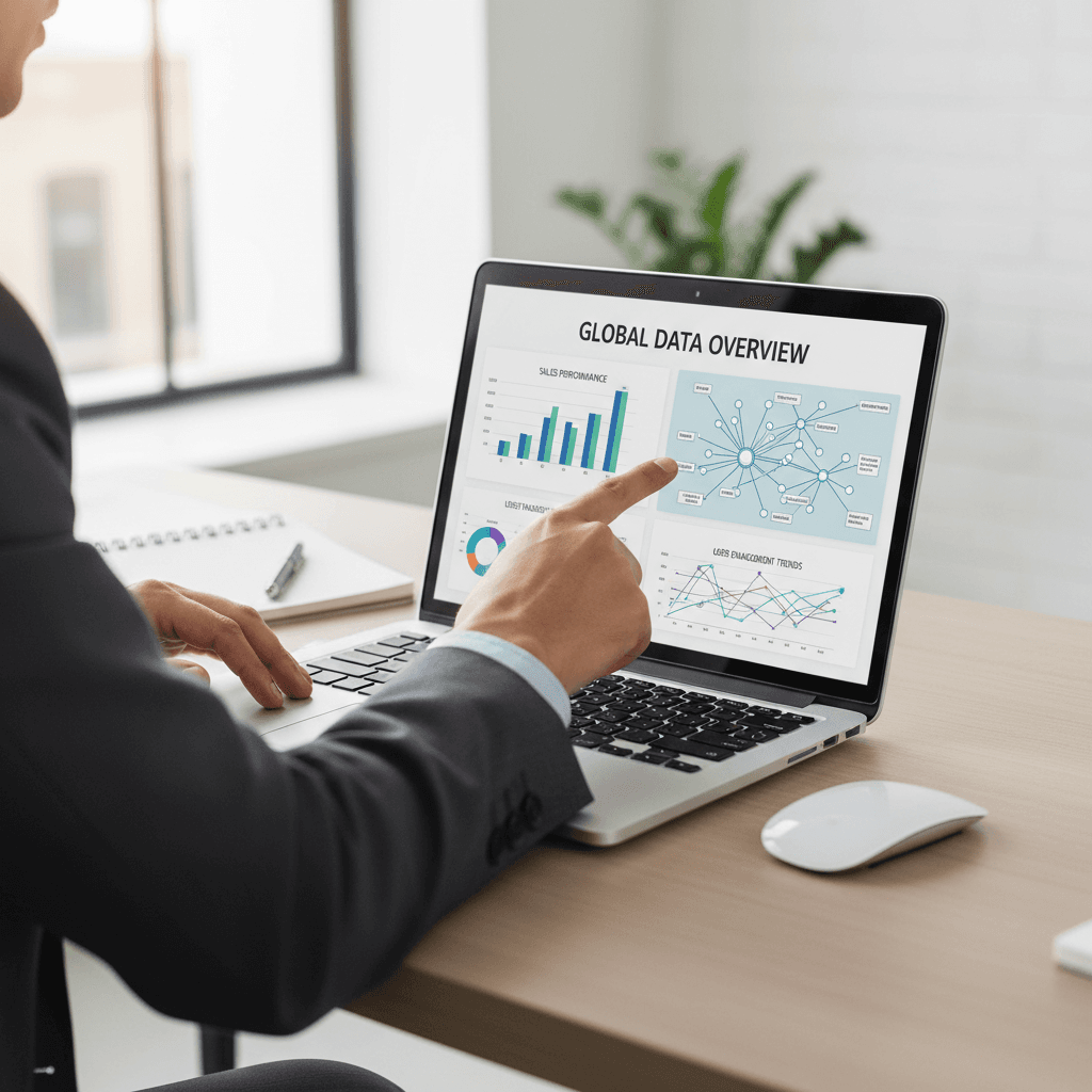 Professional reviewing cost charts on a laptop