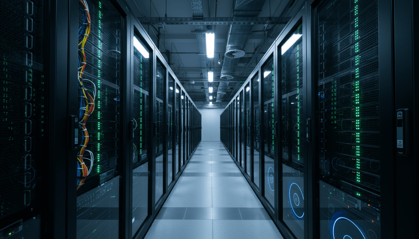 Server room with cloud computing infrastructure